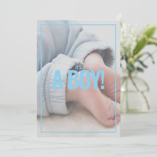 Het is een jongen, een eigen foto, een baby shower (Staand voorkant)
