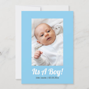 Het is een jongen, een eigen foto, een baby shower kaart