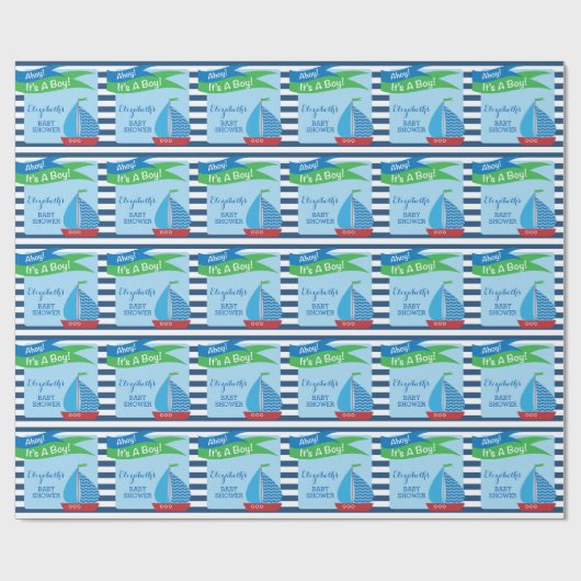 Het is een jongen, een speciaal blauw Baby shower Cadeaupapier (Vlak)
