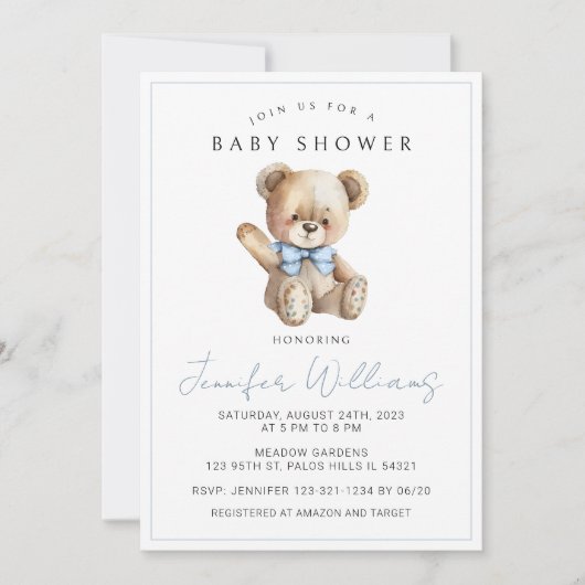 Het is een jongen eenvoudige teddybeer baby shower kaart (Voorkant)