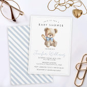 Het is een jongen eenvoudige teddybeer baby shower kaart