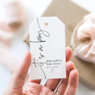Het is een jongen Elegant Kalligrafie Baby shower Cadeaulabel