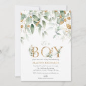 Het is een Jongen elegant simpel groen baby shower Kaart (Voorkant)