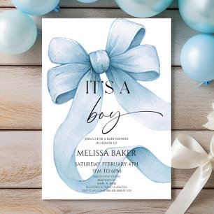 Het Is Een Jongen Elegante Blauwe Boog Baby Shower Kaart