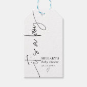 Het is een jongen Elegante Calligraphy Baby Shower Cadeaulabel (Voorkant)