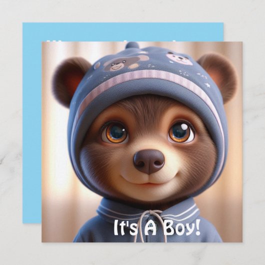 Het is een jongen! Enkele aankondigingskaart Aankondiging (Voorkant / Achterkant)