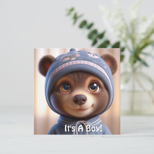 Het is een jongen! Enkele aankondigingskaart Aankondiging (Staand voorkant)