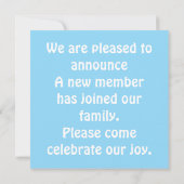 Het is een jongen! Enkele aankondigingskaart Aankondiging (Achterkant)