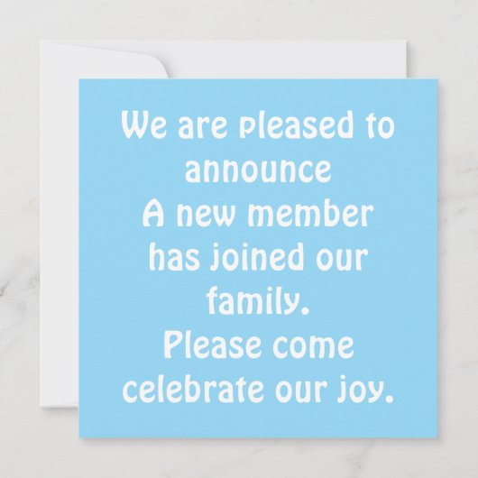 Het is een jongen! Enkele aankondigingskaart Aankondiging (Achterkant)