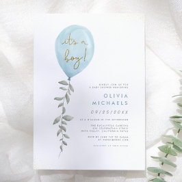 Het Is Een Jongen Eucalyptus Groene Ballon Baby Bo Kaart