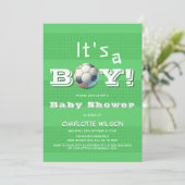 Het is een jongen! Football Baby shower Kaart (Staand voorkant)