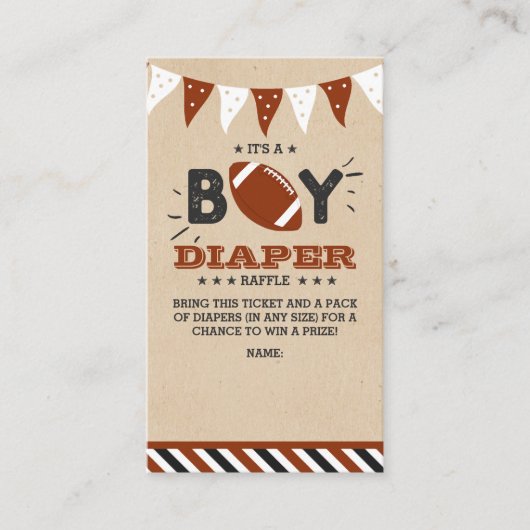 Het is een jongen! Football Baby shower Luier Raff Informatiekaartje (Voorkant)