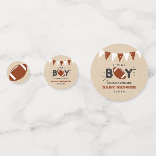 Het is een jongen! Football thema Baby shower foto Confetti (Voorkanten)