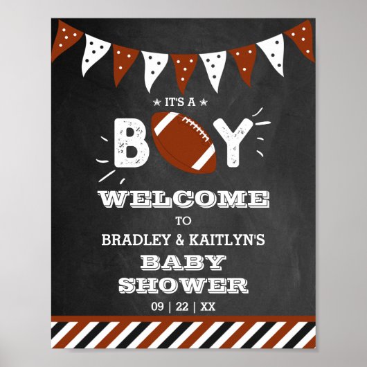 Het is een jongen! Football thema Baby shower welk Poster (Voorkant)
