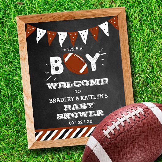 Het is een jongen! Football thema Baby shower welk Poster