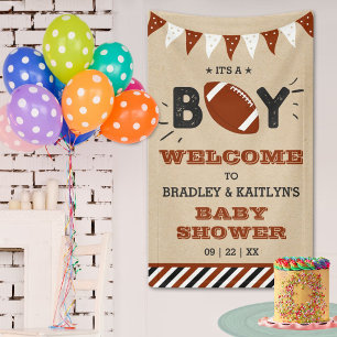 Het is een jongen! Football thema Baby shower welk Spandoek