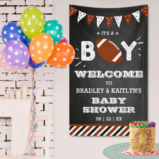 Het is een jongen! Football thema Baby shower welk Spandoek