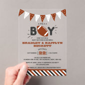Het is een jongen! Football thema gecodeerd Baby s Acryl Uitnodigingen (Insitu (Draagbaar))
