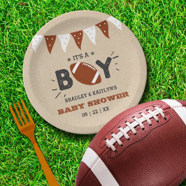 Het is een jongen! Football thema gecodeerd Baby s Papieren Bordje