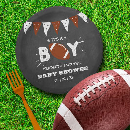 Het is een jongen! Football thema gecodeerd Baby s Papieren Bordje
