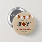 Het is een jongen! Football thema gecodeerd Baby s Ronde Button 5,7 Cm (Voorkant /achterkant)