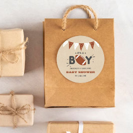 Het is een jongen! Football thema gecodeerd Baby s Ronde Sticker