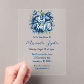 Het is een jongen! Fopspeen & pioenen Baby shower Acryl Uitnodigingen (Insitu (Draagbaar))