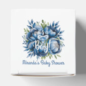 Het is een jongen! Fopspeen & pioenen Baby shower  Bedankdoosjes (Bovenkant)