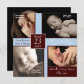 Het is een Jongen Foto Collage Birth Announements Aankondiging (Voorkant / Achterkant)