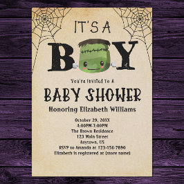 Het is een jongen Frankenstein Halloween Baby show Kaart
