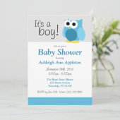 Het is een jongen! Funny Blue Owl Baby Shower-uitv Kaart (Staand voorkant)
