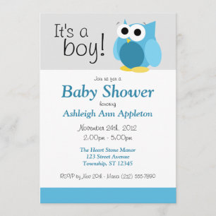 Het is een jongen! Funny Blue Owl Baby Shower-uitv Kaart