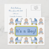 "Het is een jongen!" geboorteaankondiging Aankondigingskaart (Voorkant / Achterkant)