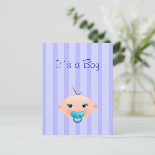 Het is een jongen - Geboorteaankondiging Briefkaar Aankondigingskaart (Staand voorkant)