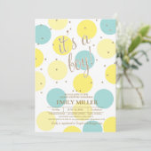Het is een jongen - Geel, Turquoise & Gold Baby sh Kaart (Staand voorkant)