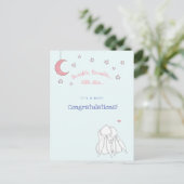 Het is een jongen! Gefeliciteerd - Mooie Konijntje Briefkaart (Staand voorkant)