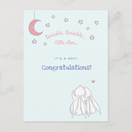 Het is een jongen! Gefeliciteerd - Mooie Konijntje Briefkaart