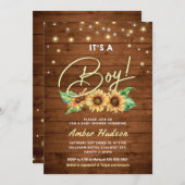 Het is een jongen Gele Zonnebloem Baby Shower Stro Kaart (Voorkant / Achterkant)