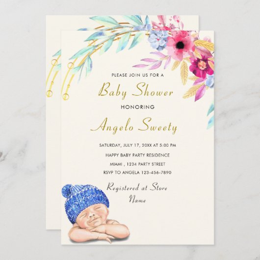 Het is een jongen! Gelukkig Slaapend Baby shower (Voorkant / Achterkant)