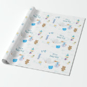Het is een jongen - Gepersonaliseerd Baby shower Cadeaupapier (Uitgerold)