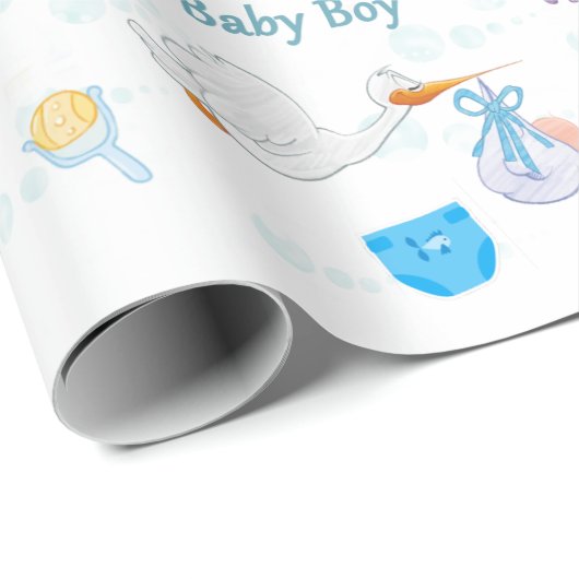 Het is een jongen - Gepersonaliseerd Baby shower Cadeaupapier (Rol Hoek)