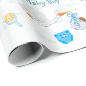 Het is een jongen - Gepersonaliseerd Baby shower Cadeaupapier (Rol Hoek)