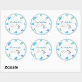 Het is een jongen - Gepersonaliseerd Baby shower Ronde Sticker (Vel)