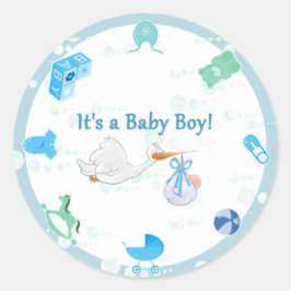 Het is een jongen - Gepersonaliseerd Baby shower Ronde Sticker