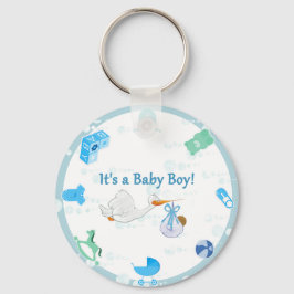 Het is een jongen - Gepersonaliseerd Baby shower Sleutelhanger