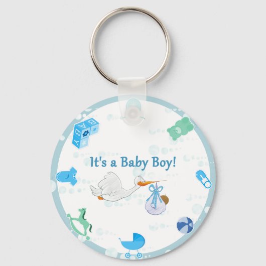 Het is een jongen - Gepersonaliseerd Baby shower Sleutelhanger (Voorkant)