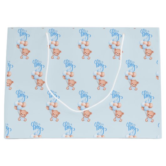 Het is een jongen! Geslacht Bekendmaking Teddy Bea Groot Cadeauzakje (Voorkant)