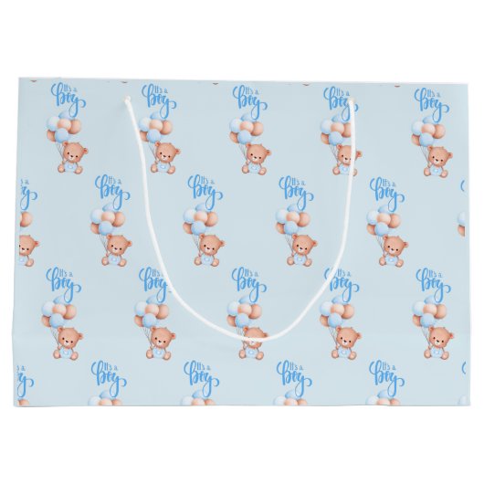 Het is een jongen! Geslacht Bekendmaking Teddy Bea Groot Cadeauzakje (Achterkant)