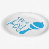 Het is een jongen Geslacht die Baby shower Blauw o Papieren Bordje (Gekanteld)