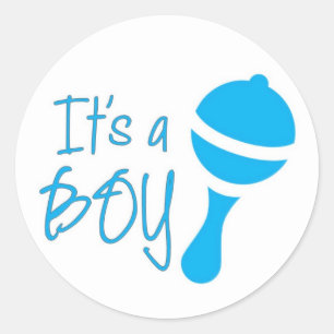 Het is een jongen Geslacht die Baby shower Blauw o Ronde Sticker